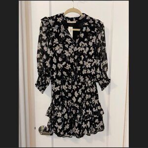 Pookie & Sebastian Fun, Feminine Floral Print Ruffled dress size M